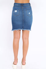 Denim Extreme Distressed Skirt - Zinnia-Skirts