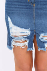 Denim Extreme Distressed Skirt - Zinnia-Skirts