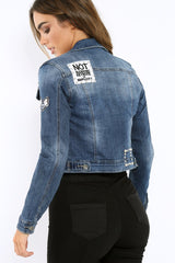 Denim Patch and Stud Jacket - Brittni-Jackets