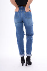Denim Ripped Mom Jeans - Marissa-Jeans
