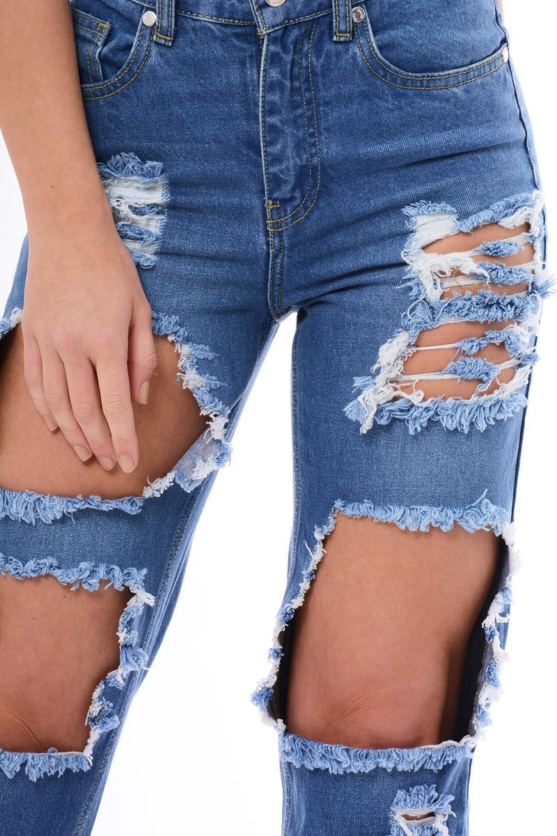 Denim Ripped Mom Jeans - Marissa-Jeans