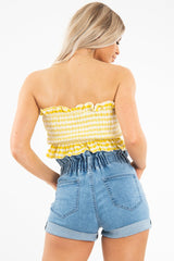Denim Ruffle Waist Shorts - Bessie-Shorts
