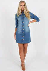 Denim Shirt Dress - Carly-Dresses