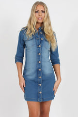 Denim Shirt Dress - Carly-Dresses