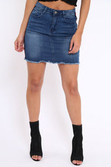 Denim Side Striped Sports Trim Mini Skirt - Trisha-Skirts