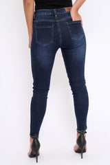 Denim Skinny Jeans with Side Stripes - Hana-Jeans