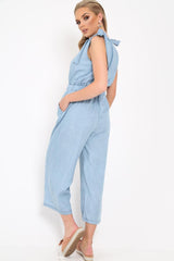 Denim Tie Shoulder Jumpsuit - Zariel-Jumpsuits