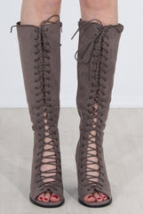 Devon Grey Knee High Boots-Boots
