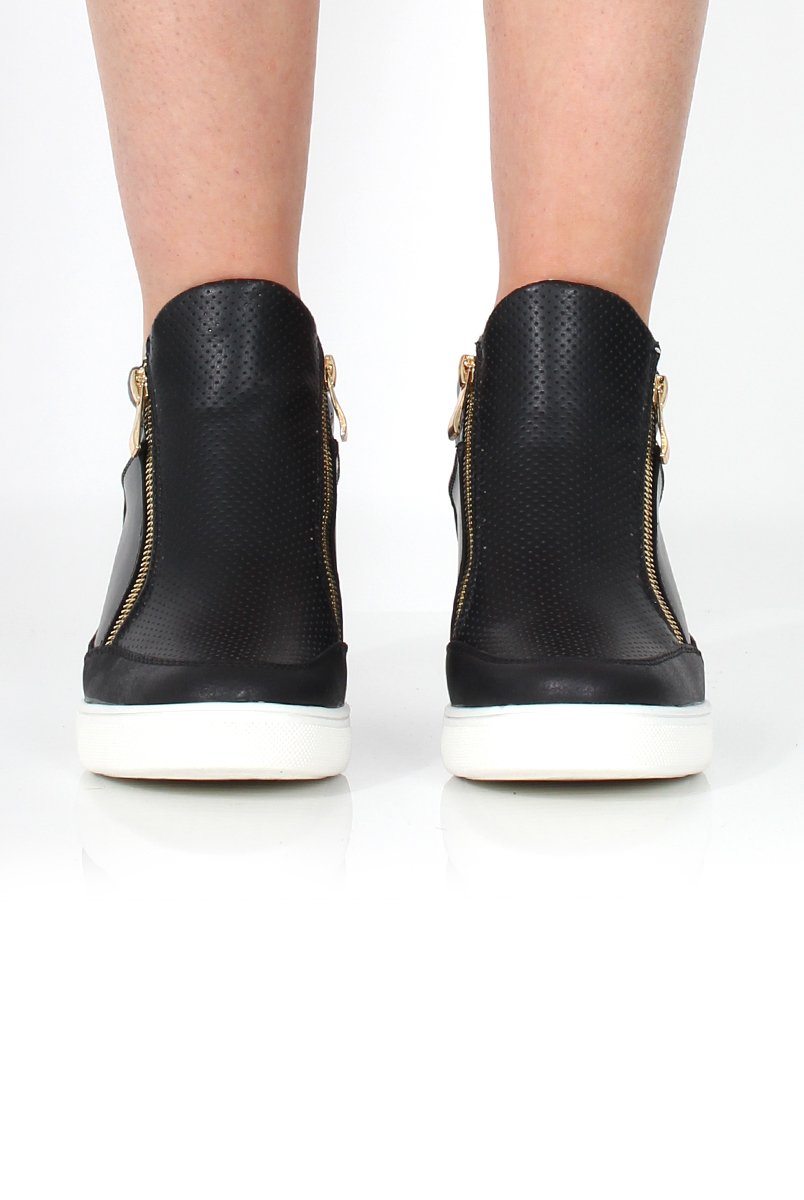 Dina Black Wedged Trainers-Trainers