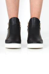 Dina Black Wedged Trainers-Trainers