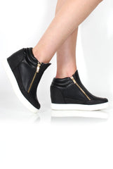 Dina Black Wedged Trainers-Trainers