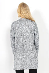 Dina Grey Long Sleeve Side Split Jumper-Knitwear