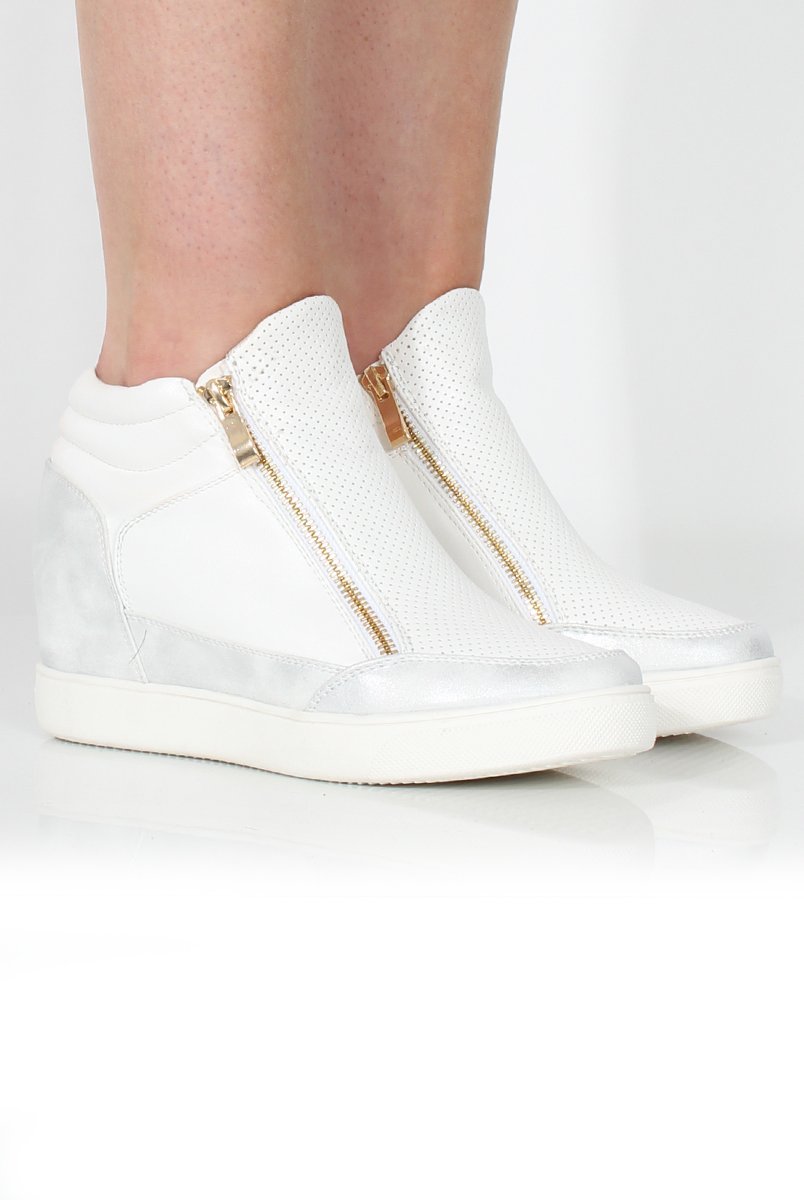 Dina White Wedged Trainers-Trainers
