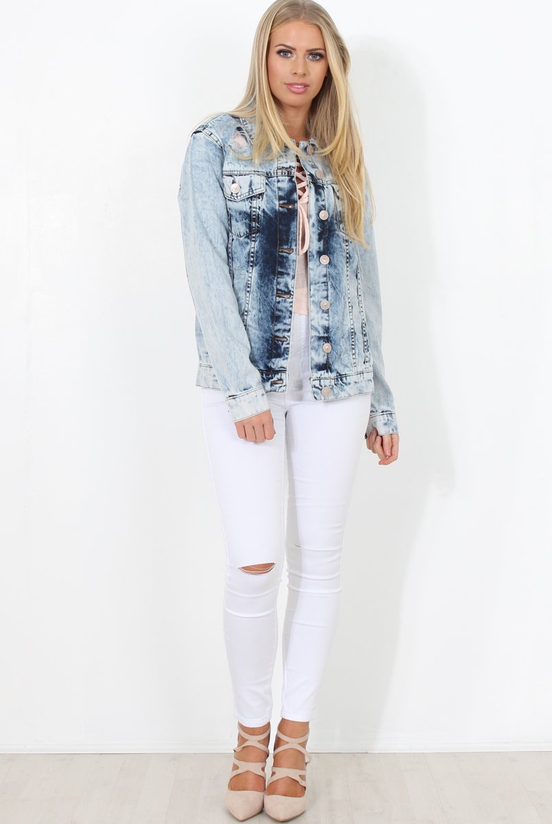 Distressed Denim Jacket - Binky-Jackets