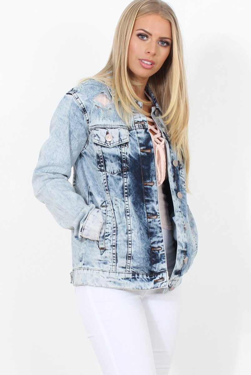 Distressed Denim Jacket - Binky-Jackets