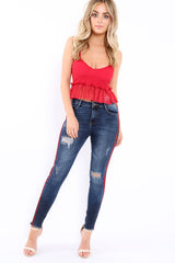 Distressed Denim Jeans with Side Stripes - Abel-Jeans