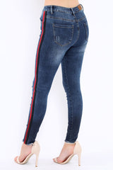 Distressed Denim Jeans with Side Stripes - Abel-Jeans
