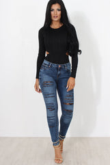 Diya Black Cut Out Bodysuit-Bodysuits