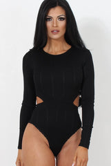 Diya Black Cut Out Bodysuit-Bodysuits