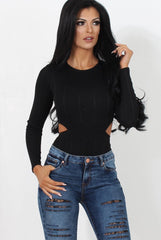 Diya Black Cut Out Bodysuit-Bodysuits