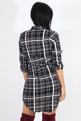 Dolly Black Check Print Shirt Dress-Dresses