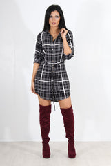 Dolly Black Check Print Shirt Dress-Dresses