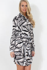 Dolly White Print Shirt Dress-Dresses