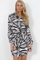 Dolly White Print Shirt Dress-Dresses