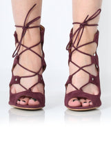 Dorris Oxblood Block Heel Lace Up-Heels