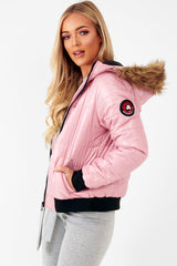 Dusky Pink Faux Fur Hooded Puffer Coat - Kamorah-Coats