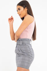 Dusky Pink High Neck Sleeveless Crop Jumper - Maleena-Crop Jumper