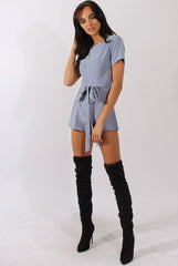 Dusty Blue Tie Back Playsuit - Lunah-Playsuits
