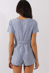 Dusty Blue Tie Back Playsuit - Lunah-Playsuits