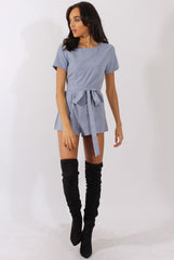 Dusty Blue Tie Back Playsuit - Lunah-Playsuits