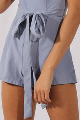 Dusty Blue Tie Back Playsuit - Lunah-Playsuits