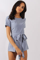 Dusty Blue Tie Back Playsuit - Lunah-Playsuits