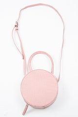 Dusty Pink Faux Croc Circle Handbag - Jackie-Bags