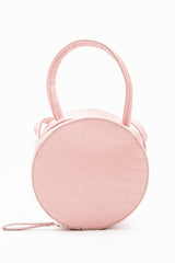 Dusty Pink Faux Croc Circle Handbag - Jackie-Bags