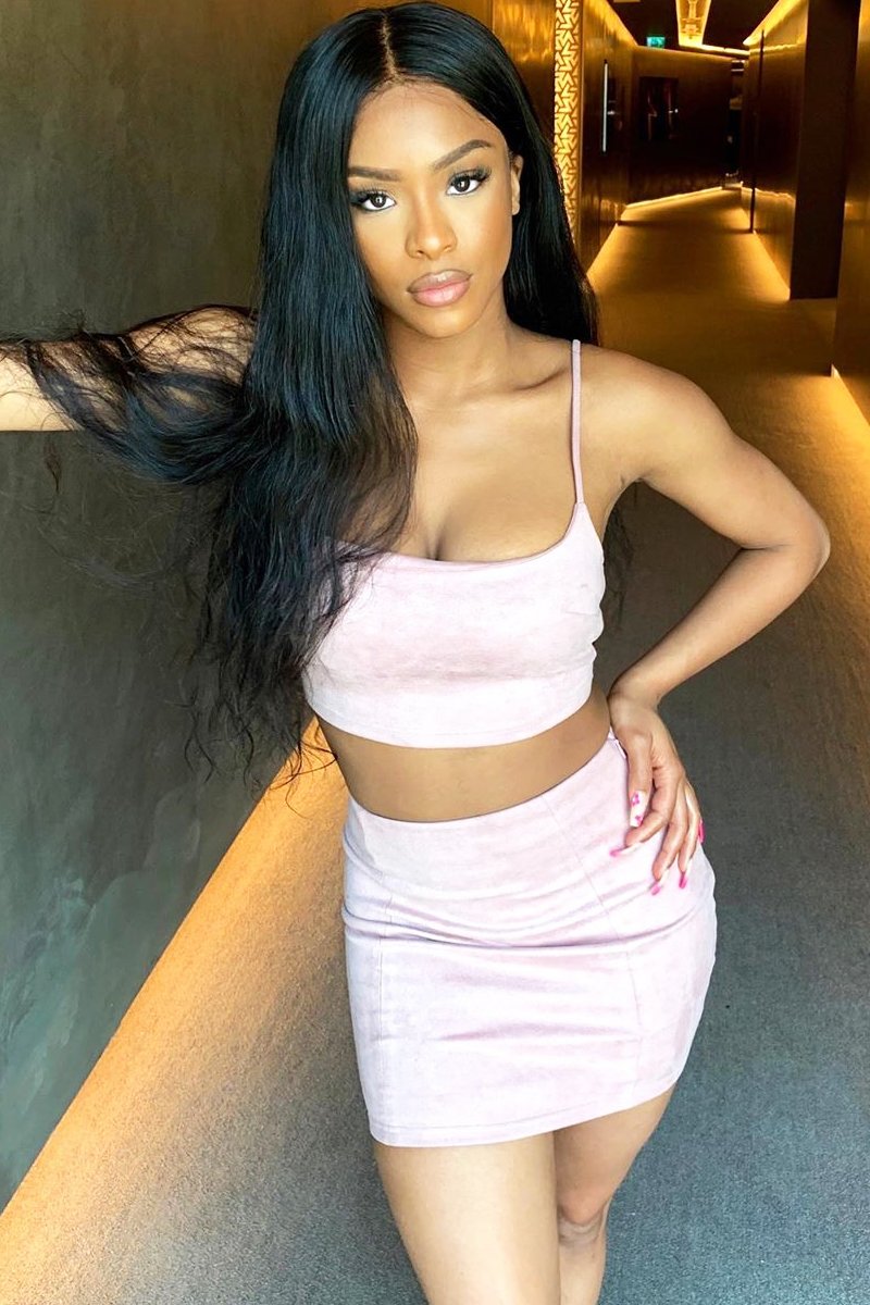Dusty Pink Faux Suede Crop Top Skirt Co-Ord - Colby-Co-ords