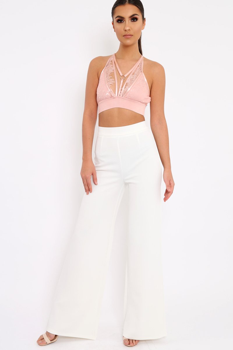 Dusty Pink Lace Harness Bralet - Saskia-Bralets