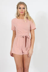 Dusty Pink Tie Back Playsuit - Lunah-Playsuits