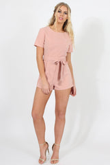 Dusty Pink Tie Back Playsuit - Lunah-Playsuits