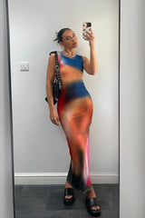 Multi Blur Printed Maxi Dress - Eda