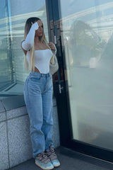 White Rib Bardot Bodysuit - Edith