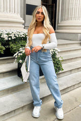 White Rib Bardot Bodysuit - Edith