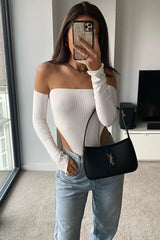 White Rib Bardot Bodysuit - Edith