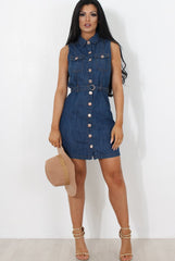 Effy Denim Sleeveless Dress-Dresses