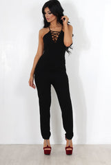 Eilysh Black Lace Up Jumpsuit-Jumpsuits