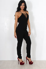 Eilysh Black Lace Up Jumpsuit-Jumpsuits
