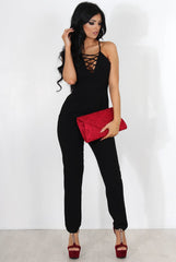 Eilysh Black Lace Up Jumpsuit-Jumpsuits